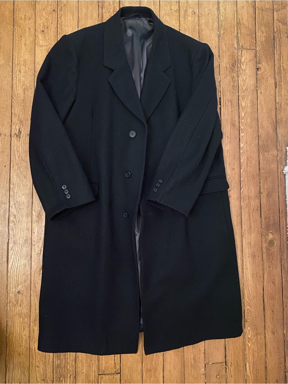 Men's navy blue Wool Overcoat - Classic Tailored Coat 48R USA